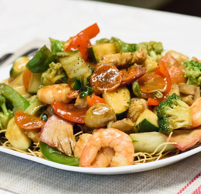 Special Cantonese Chow Mein noodles at Dewdney Garden in Regina, SK